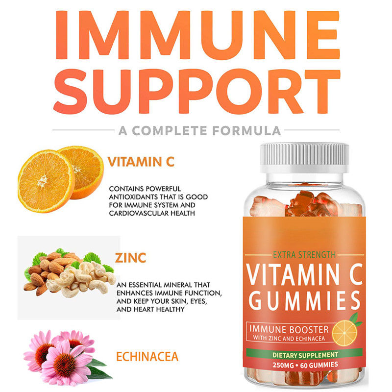 Oem Private Label Vitamin und Nahrungsergänzungsmittel Vitamin C Gummis für Hautbleichung und Immunität