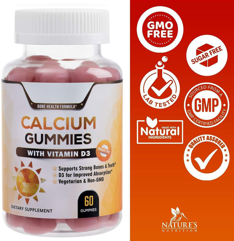 Oem Private Label Vegan Gummy Candy Kalzium und Vitamin D3 Gummies für Erwachsene unterstützen gesunde Knochen und Zähne