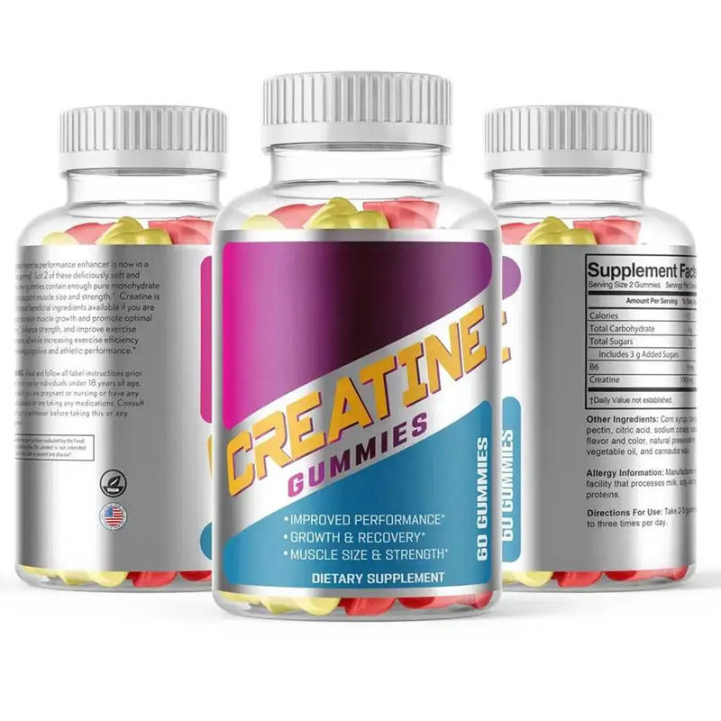 Private Label Vegan Ergänzungen Bcaa Kreatin Monohydrat Gummy Vor-Workout Energie Kreatin Gummies