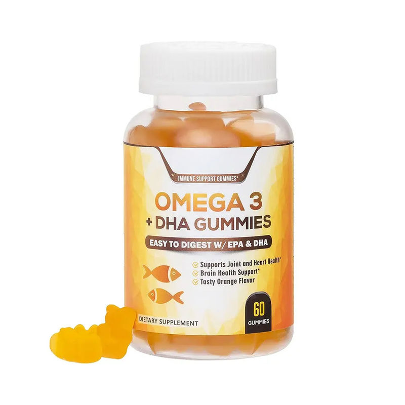 Private Label Vegan Kids Dha Gummi Süßigkeiten Ergänzungen Gehirn Unterstützung Intelligenz Booster Fischöl Omega 3 Gummies