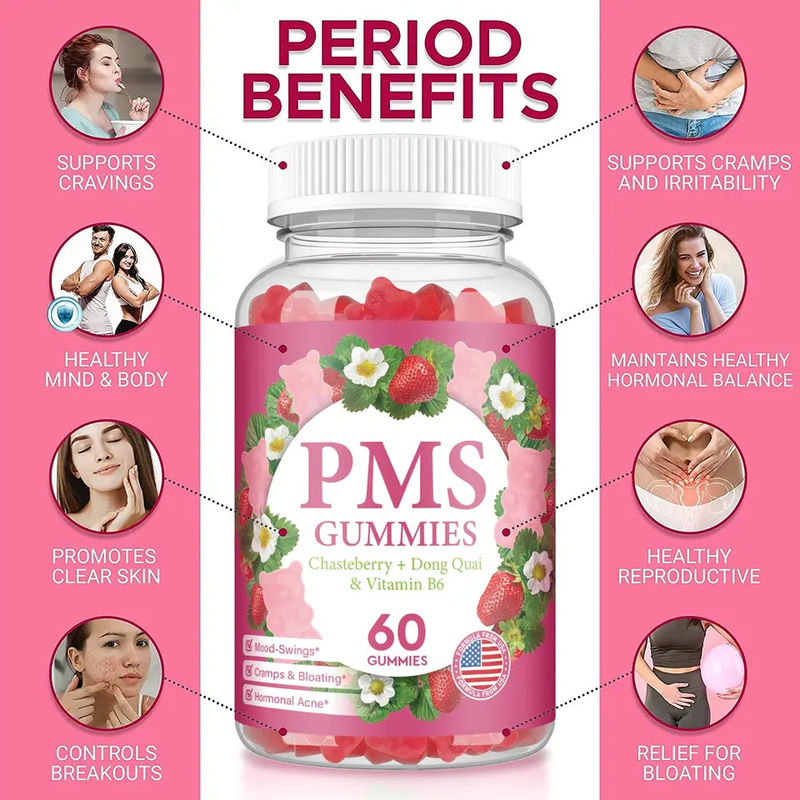 Zuckerfreie Kaugummi zur Linderung der Periode Hormonhaushalt PMS-Kaugummi zur Linderung der Menstruationsschmerzen bei Frauen PMS-Support-Kaugummi