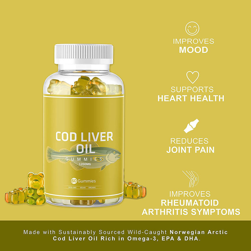 Biologische Kabeljau-Leberöl Gummi-Fischöl-Gummies reich an Omega-3, Epa Dha, Vitaminen