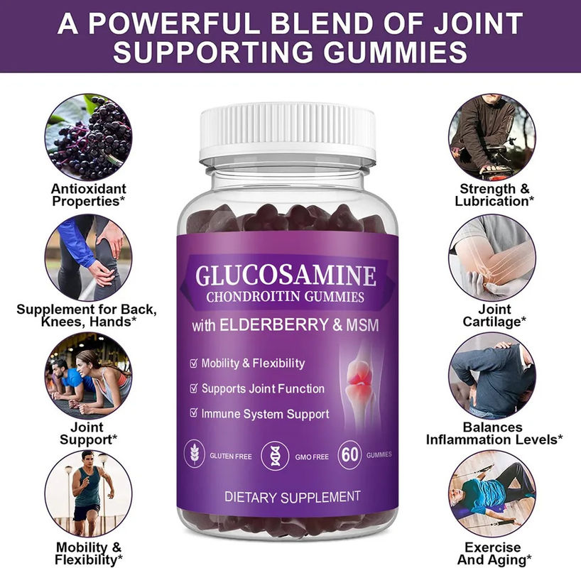 Oem Private Label Msm Ältere Ergänzung Glucosamin Chondroitin Kaugummi mit Gelenksupport und Antioxidans immun