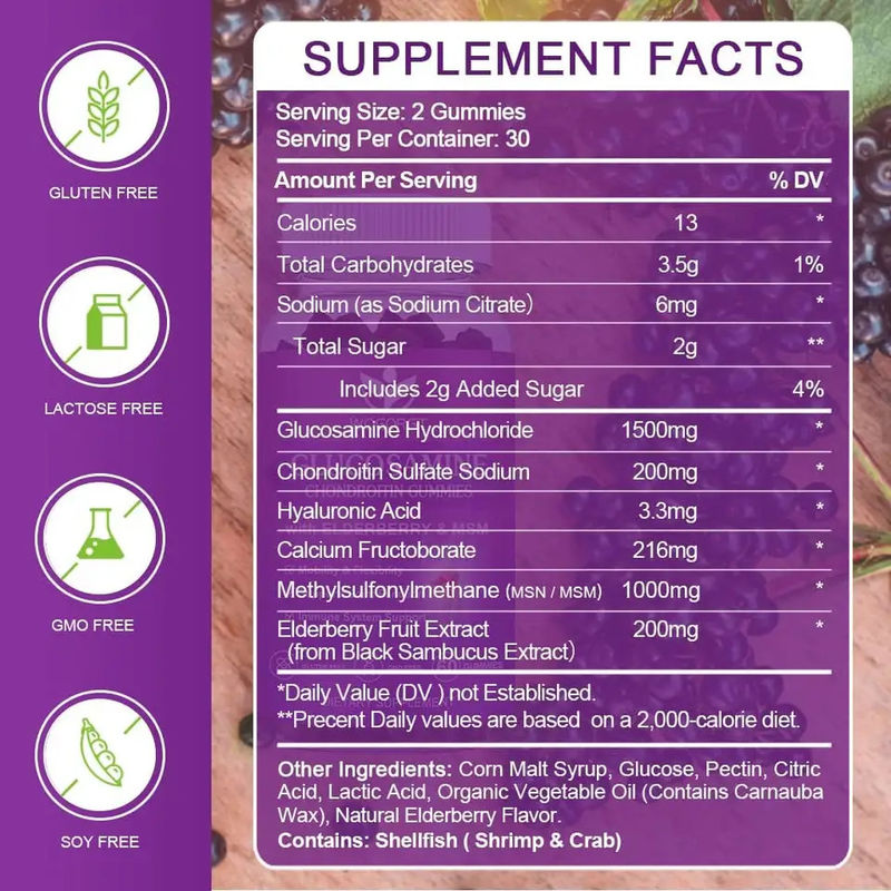 Oem Private Label Msm Ältere Ergänzung Glucosamin Chondroitin Kaugummi mit Gelenksupport und Antioxidans immun