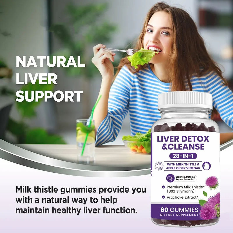 Oem Private Label Milchdistel Extrakte Vegan Entgiftung Leber Entgiftung Gummi Süßigkeiten Milchdistel Gummi