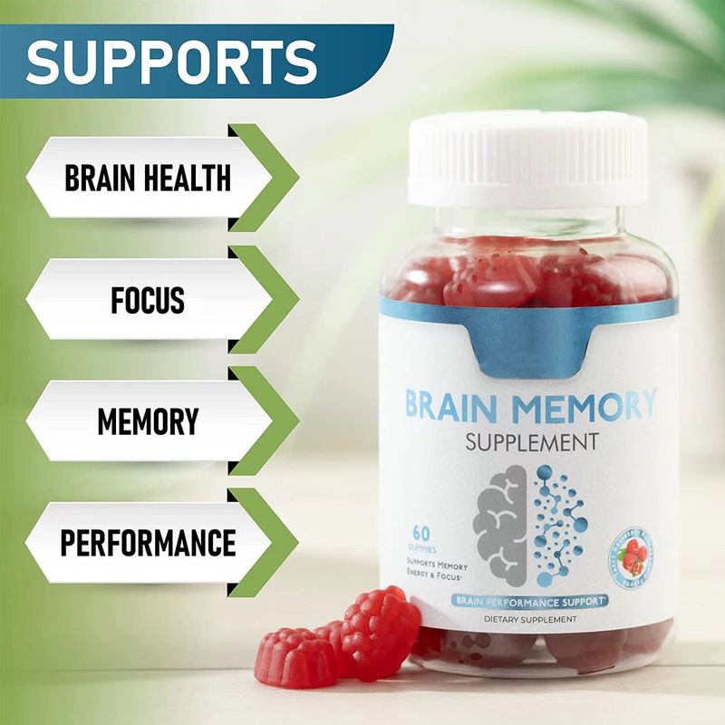 Oem Private Label Vegan Gummy Candy Focus Verstärken Sie das Gedächtnis Nootropika Gehirn-Booster Ergänzung Nootropic Gummies