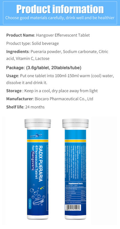 Oem Private Label Individuelle Formel pflanzliche Ergänzungen Leberschutz Kater Linderung Effervesztabletten