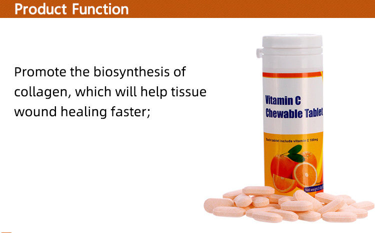Oem Private Label Hautbleiche Immunität Ergänzungen Custom Vitamin C 100 mg 500 mg Kautabletten